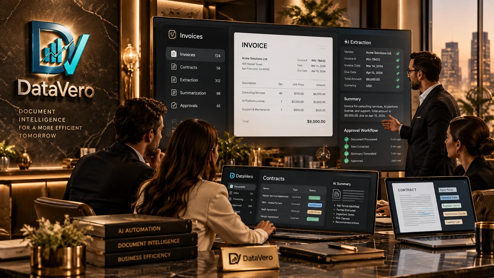 Illustrative DataVero document intelligence workspace