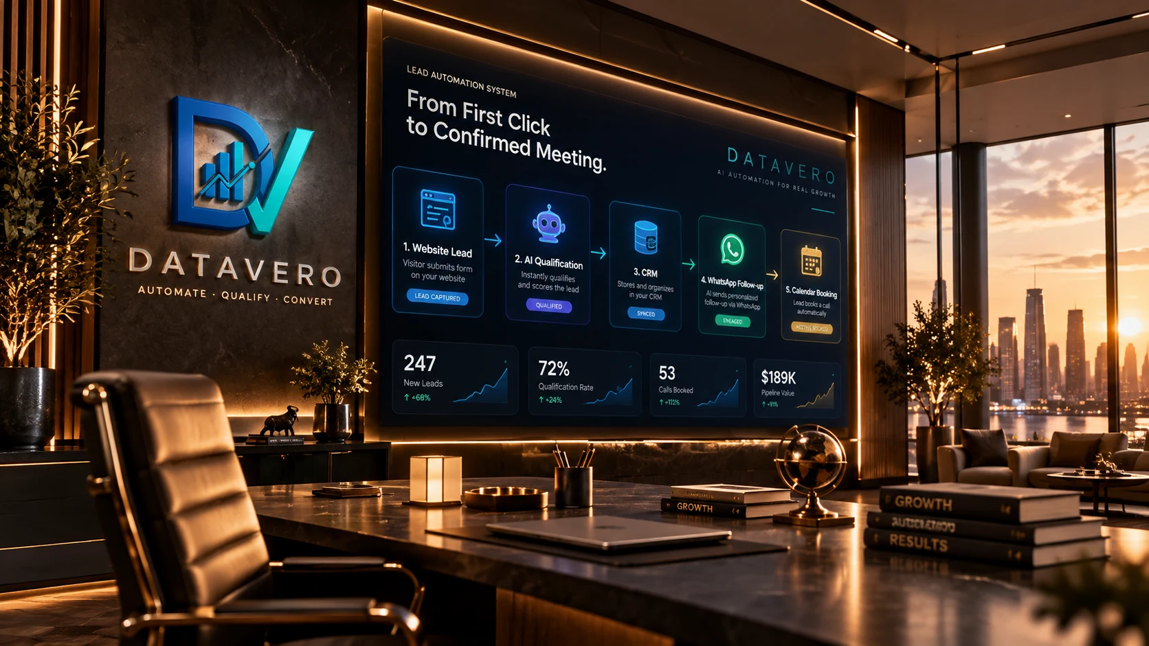 Illustrative DataVero lead automation command center
